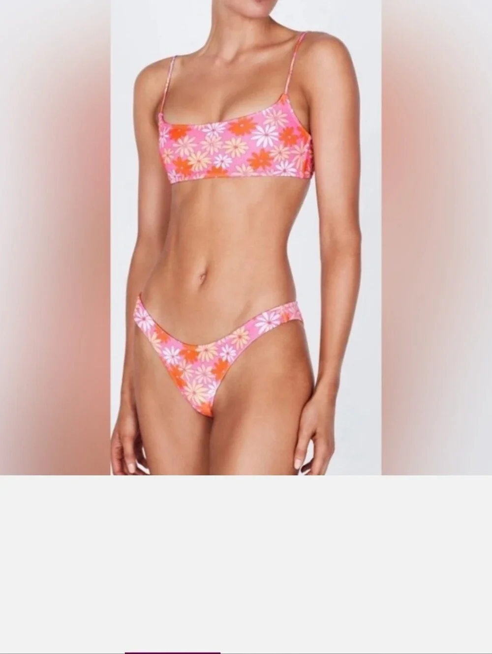 Triangl Swimwear- Bikini Set- Mica,Pink and Orange Floral Bikini, Size Small